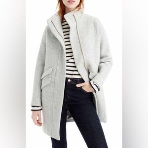 J. Crew Stadium Cloth Cocoon Coat Size 0 Gray Pea Coat Full Zip Up Stand collar